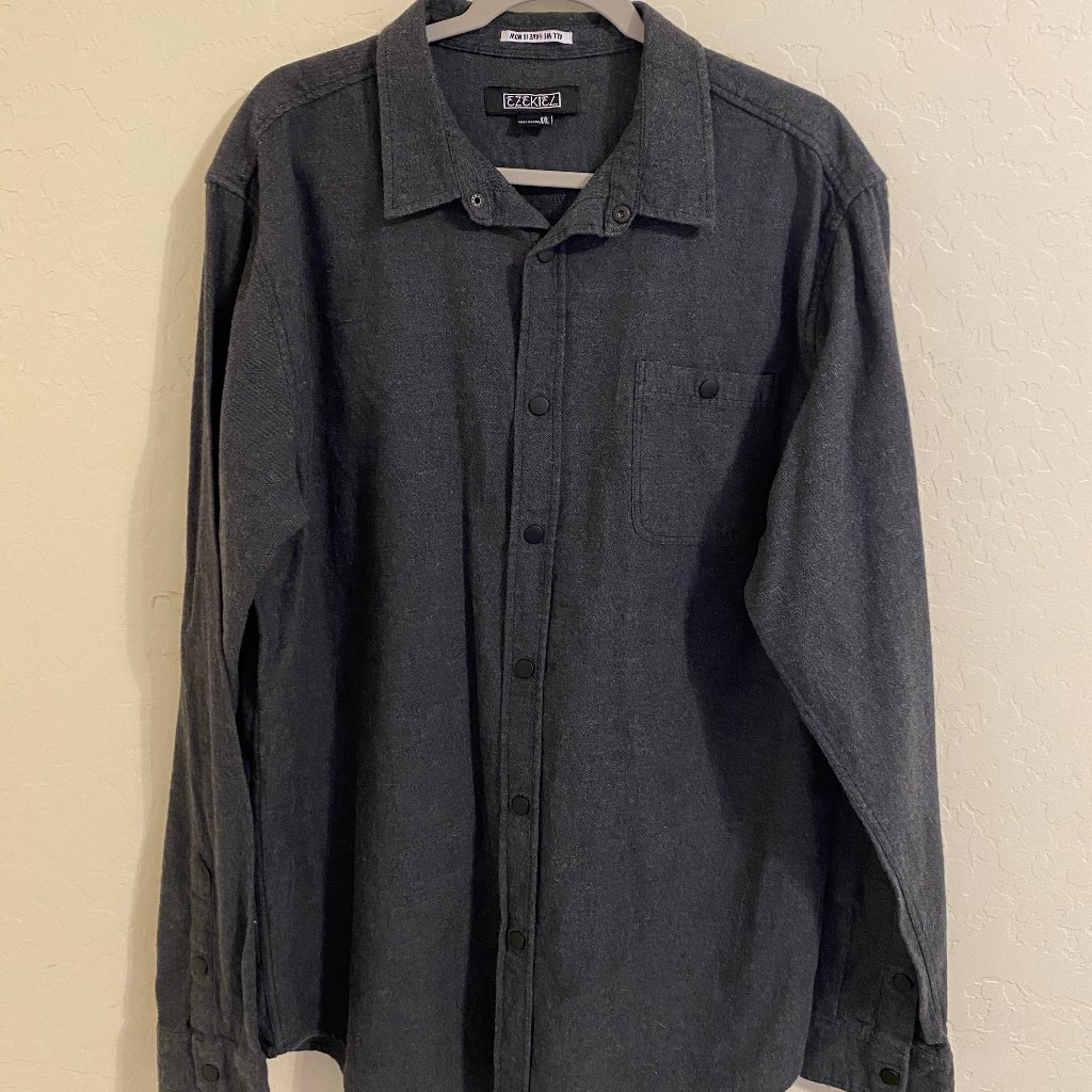 Mens Dark Gray Ezekiel Button Down Shirt - Xxl